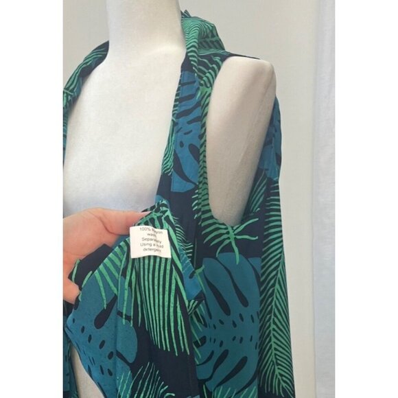 Caribelle Batik Kimono New With Tags Open Palm Breadfruit Deep Sea Print Ladies - Picture 6 of 9